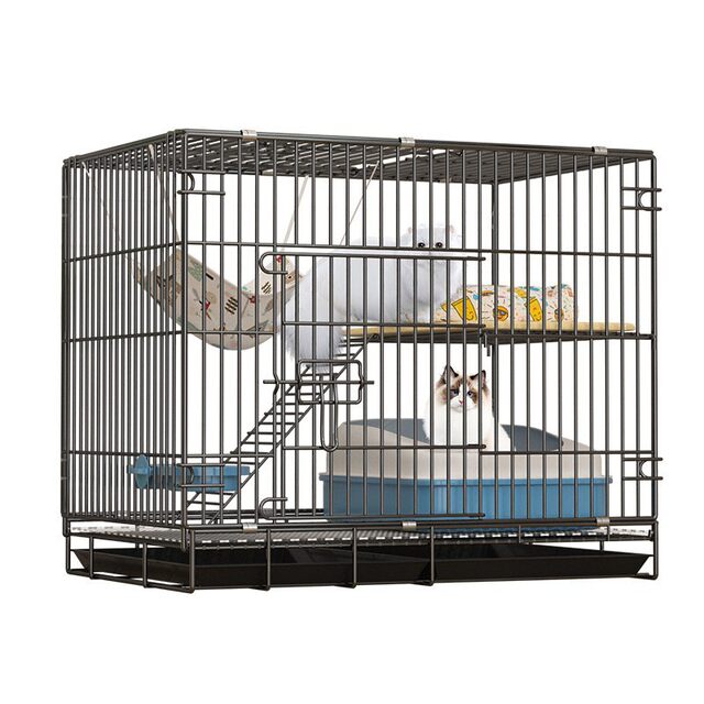 Cat Cage for Home Indoor Use, Double-Layer, Extra-Large Free Space Cat Villa, Two-Story Cat House, Cat Supplies with Toilet