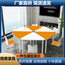 Factory direct sales color reading table psychological room counseling training table desks and chairs group activity table triangle table and stool