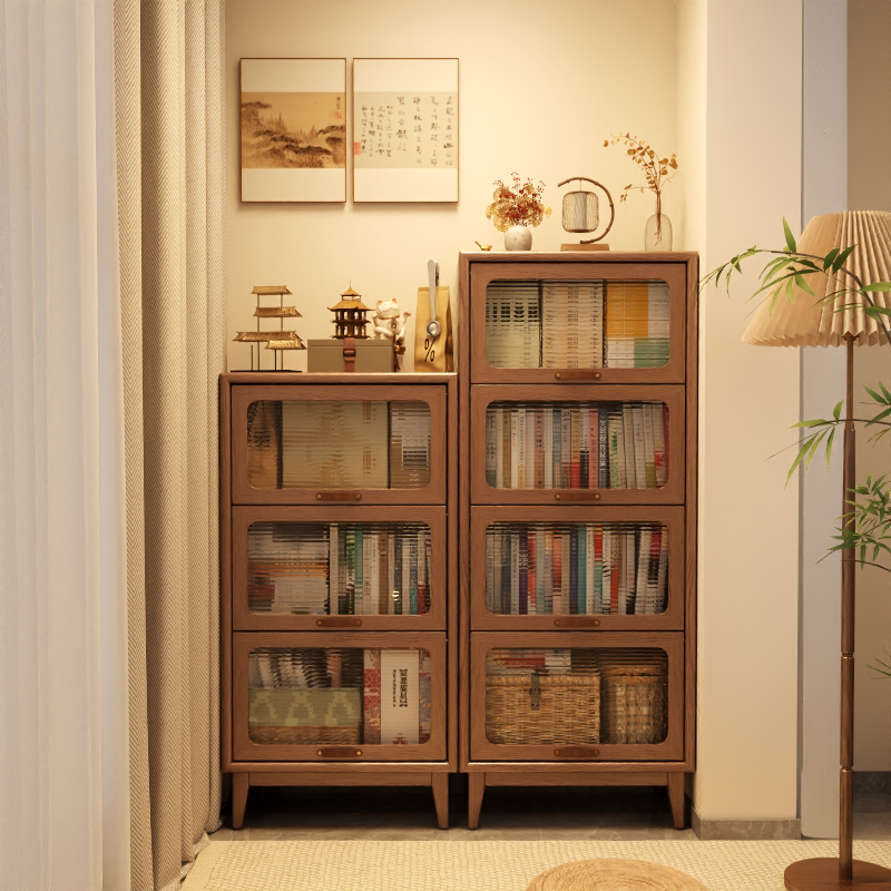 Ash Wood Dustproof Bookcase with Glass Doors, Solid Wood Bookshelf, Storage Rack with Doors, Freestanding for Home Use, Children's Living Room, Nordic Minimalist Style Ash Wood Dustproof Bookcase with Glass Doors, Solid Wood Bookshelf, Storage Rack with Doors, Freestanding for Home Use, Children's Living Room, Nordic Minimalist Style