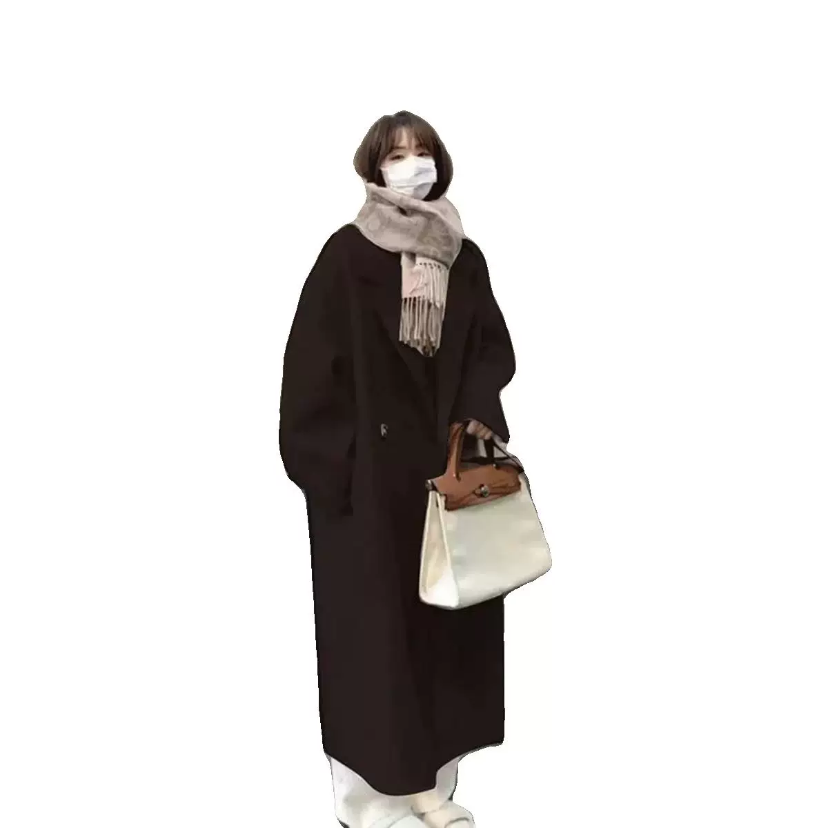Демисезонное шерстяное пальто, жакет, длинное пальто-т trench coat, корейский стиль, для подростков, стиль высокого качества, mid-length