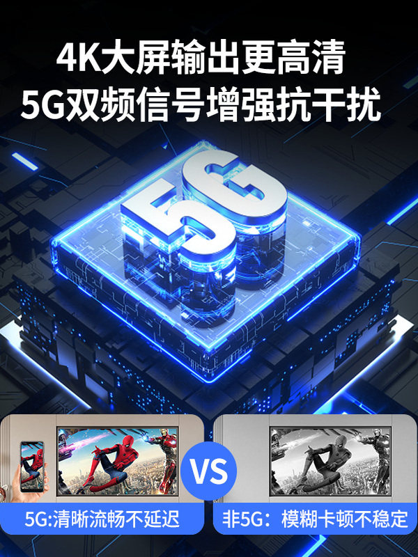 2026 Wireless Screen Projector Connects Mobile Phones to Tv for Simultaneous Screen Transmission, HDMI Conversion, Computer Monitor Receiving Device