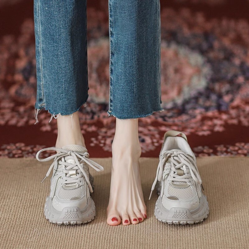 Hong Kong Exclusive 2024 New Summer Dad Sneakers for Women, Thin Retro Tire Sole Mesh Sneakers, Breathable Thick Sole