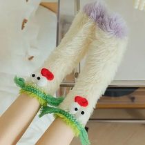 Cute Autumn Winter Socks Women Mink Plush Thick