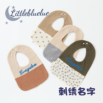Customized name baby gauze saliva towel pure cotton baby bib gauze bib newborn thin bib 0-2 years old