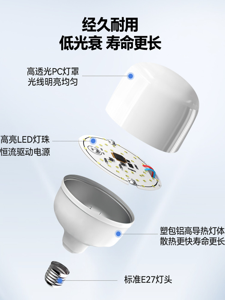 Arrow Brand Lighting Led Screw Bulb E27 Spiral Eye-Protection White Light High-Power Household Ultra-Bright Energy-Saving Light Bulb