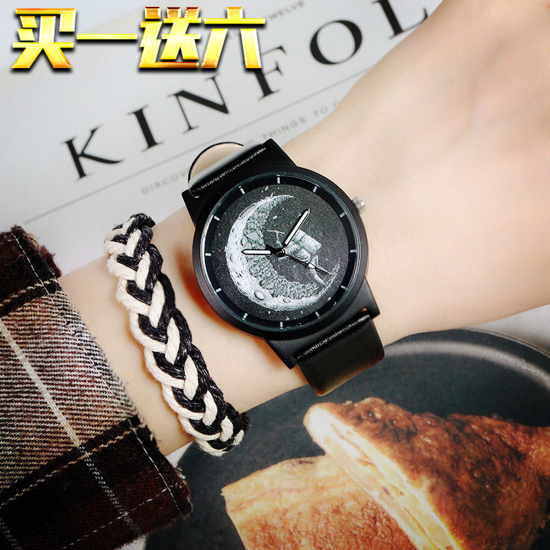 Watches for Men and Women ins Niche Design Junior High School Moon Phase Waterproof Couple High-End Creative Personality Quartz Watch