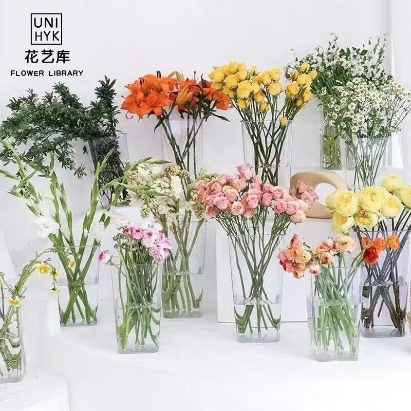 Floral Kuan Acrylic Raising Flowers Bucket Flowers Freshness Blossom Bucket Large transparent plastic flower arranging barrel Flower Shop Blossom Bucket-Taobao