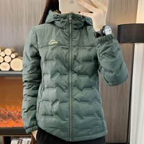 Womens outdoor hooded down jacket light and warm windproof and waterproof autumn and winter sports and leisure hiking and mountaineering clothing