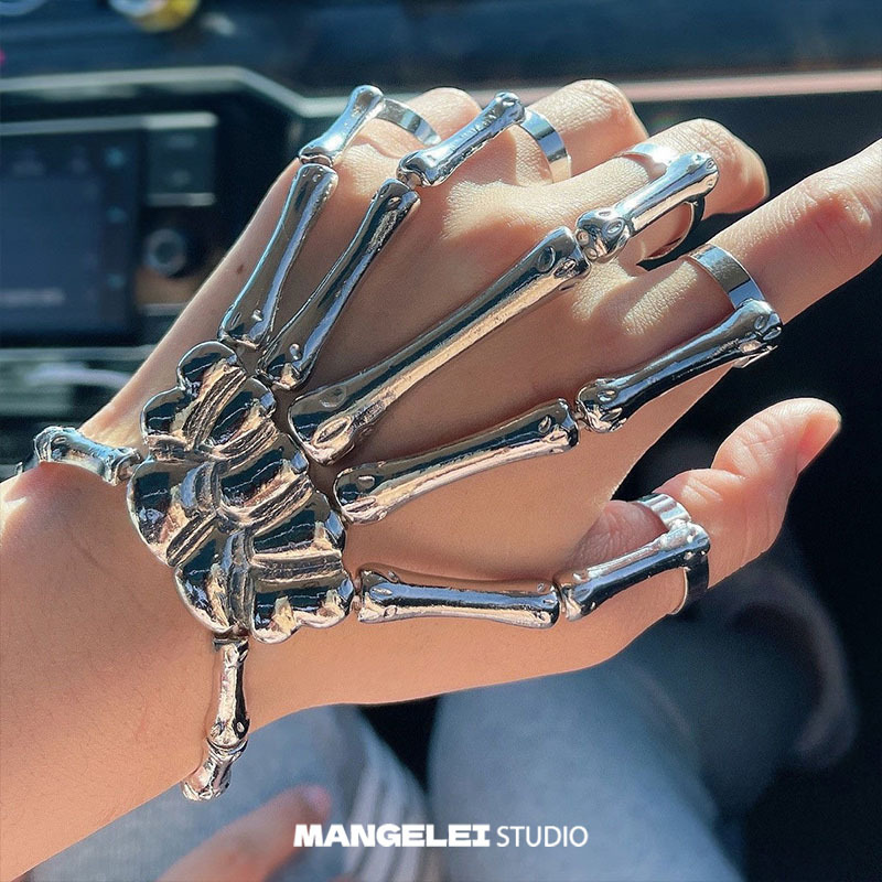 Original Personalized Skeleton Exoskeleton Bracelet Gloves with Flexible Movable Joints, Adjustable Unisex Accessories, Trendy