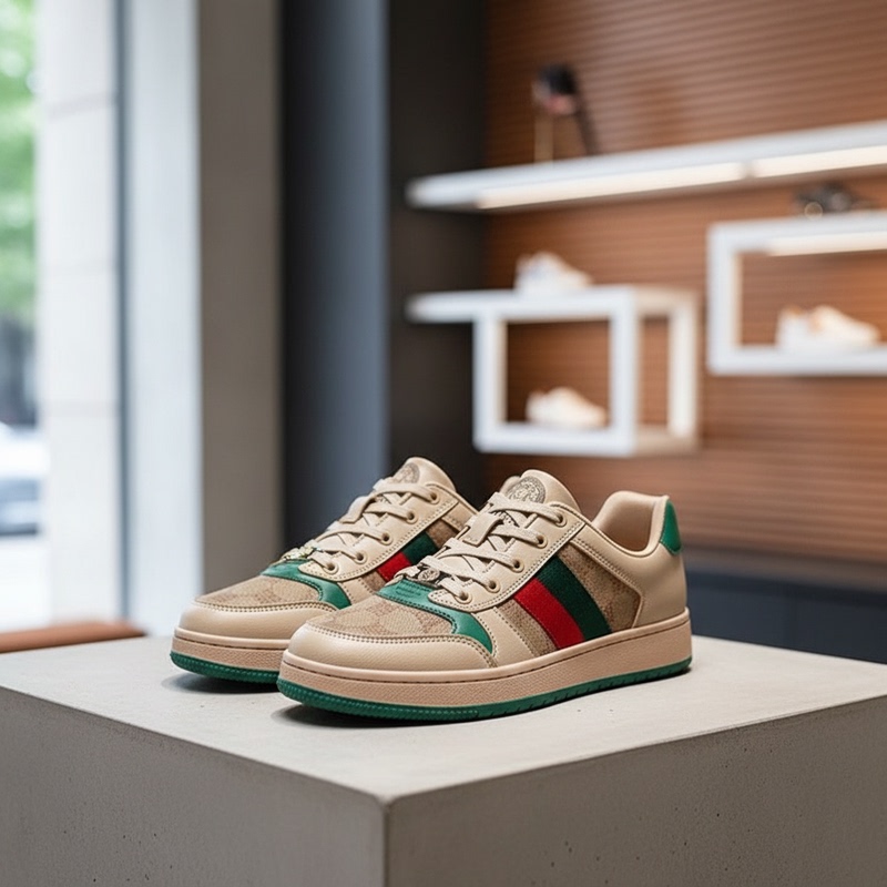 Gucci Spring/Summer Men's and Women's Hong Kong Style Trendy Classic Designer Replica Sneakers from Putian Brand with Vintage Pattern Gucci Spring/Summer Men's and Women's Hong Kong Style Trendy Classic Designer Replica Sneakers from Putian Brand with Vintage Pattern