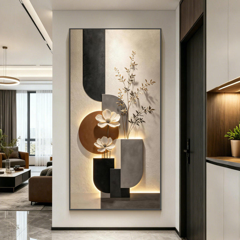 Light Luxury and High-End Floral Hanging Painting for Entrance Decoration, 2026 New Model, Wall Art for Corridor and Hallway Facing the Door, Sandstone Painting