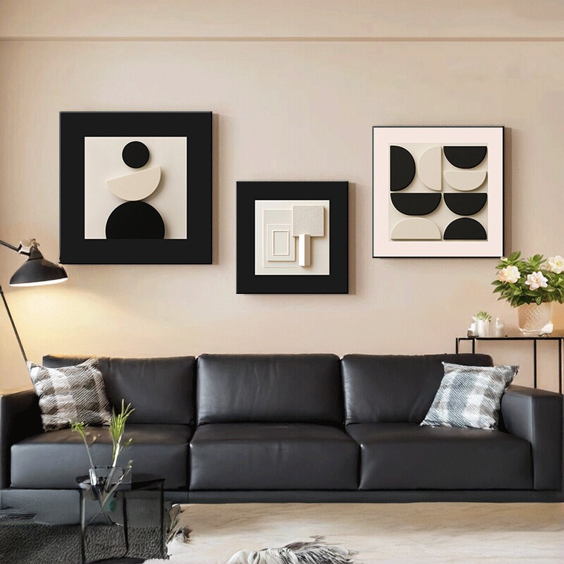Black and White Abstract Living Room Decorative Painting Modern Minimalist Sofa Background Wall Hanging Painting High-End Artistic Combination Wall Art Black and White Abstract Living Room Decorative Painting Modern Minimalist Sofa Background Wall Hanging Painting High-End Artistic Combination Wall Art