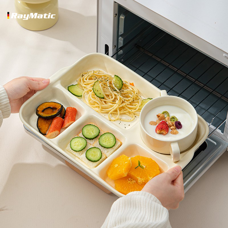 Underglaze Colored Ceramic Divided Plate for Adults, Specifically for Weight Loss, 211 Portion Control Plate, Children's Breakfast Plate for Home Use