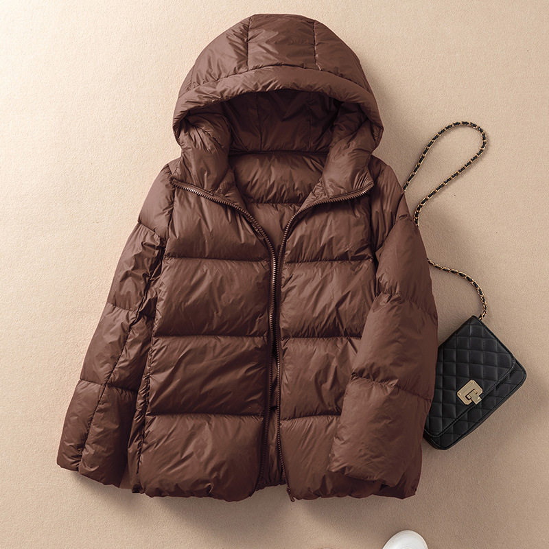Bright Autumn Women's Short Hooded Simple and Stylish down Jacket, Thickened Korean Style White Duck down Coat for Petite Women Bright Autumn Women's Short Hooded Simple and Stylish down Jacket, Thickened Korean Style White Duck down Coat for Petite Women
