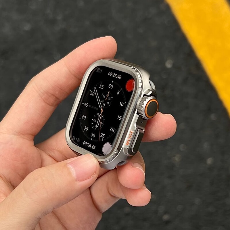 Apae Modified Case Instantly Transforms into Ultra/Ultra2/Protective Case Suitable for Apple Watch 44/45mm Apple iWatch S9/8/7 Full-Frame Metal Protective Case