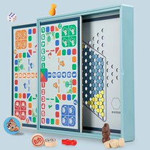 All-in-one checkers flying chess backgammon beast chess game multi-function chess educational wooden toys for children and students