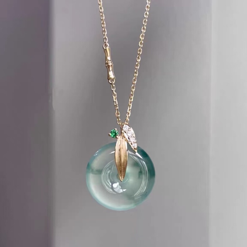 Natural Burmese Old Mine A-Grade High Ice Jade Peace Buckle Pendant with Floating Flower Pattern, Jade Pendant, Jade Ornament for Men and Women