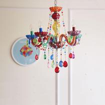 Manufacturer supply candy color American crystal candle childrens room girl princess bedroom chandelier lighting fixtures