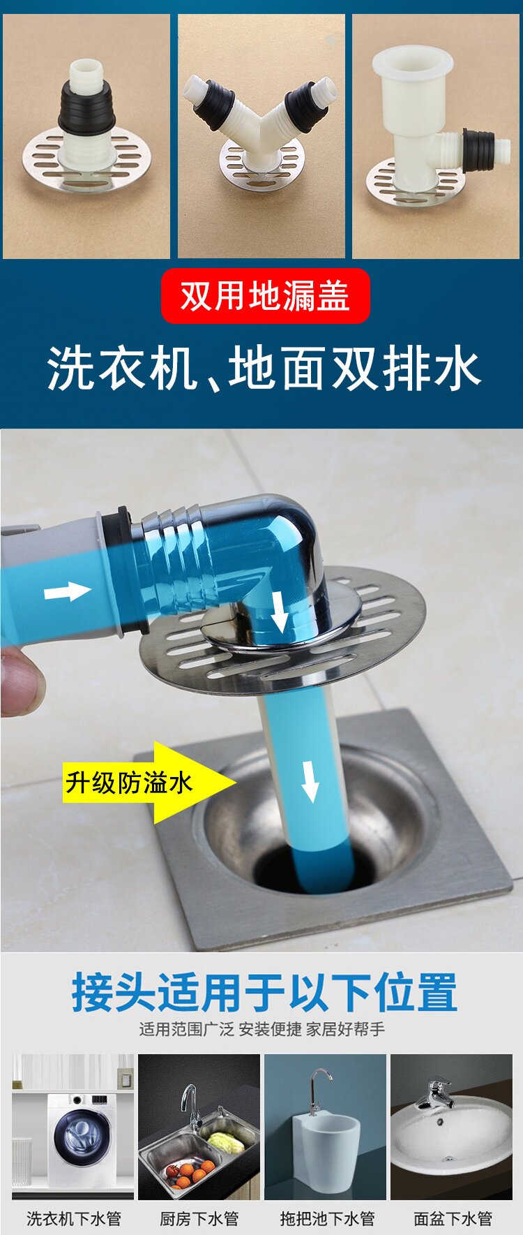 Трапных аксессуары 专用下水器洗衣机排水管弯头90度下水下水管连接头管道水接头卫浴