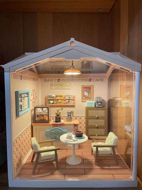 Ruolai large particle building block hut house model super store assembly toy milk tea shop doll house gift