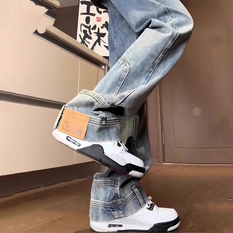 【You'Re Wearing Your Pants Backwards】American-Style Washed Loose Straight-Leg Wide-Leg Reverse-Wear Jeans for Men and Women 【You'Re Wearing Your Pants Backwards】American-Style Washed Loose Straight-Leg Wide-Leg Reverse-Wear Jeans for Men and Women