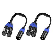 2pcs Stereo Mic Audio Track Blue XLR Cable Y Splitter 1
