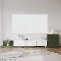 Simple modern TV cabinet coffee table combination retractable TV cabinet Nordic solid wood living room small apartment floor cabinet