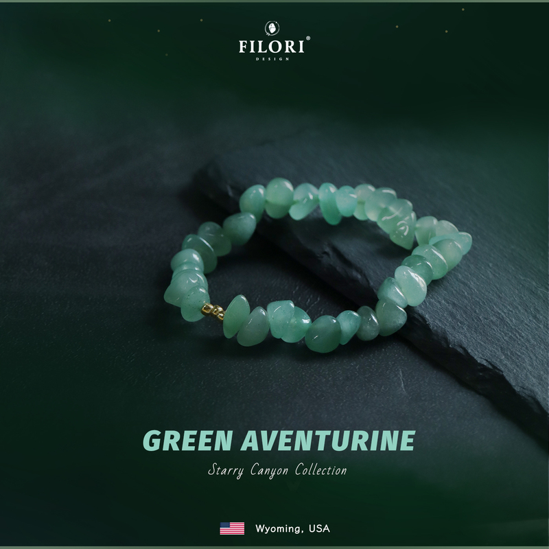Filori Natural Green Aventurine Bracelet, Unisex Green Crystal Bracelet with Elastic Cord, 2026 New Model