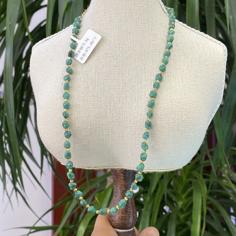 High-Quality Porcelain-Like Turquoise Seed Yellow Irregular-Shaped Necklace Sweater Chain Turquoise Necklace Clavicle Chain