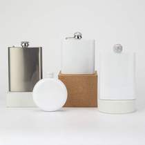 Spot sublimation coated 6oz stainless steel wine bottle 8oz5oz round bottle with diamond cover white color portable