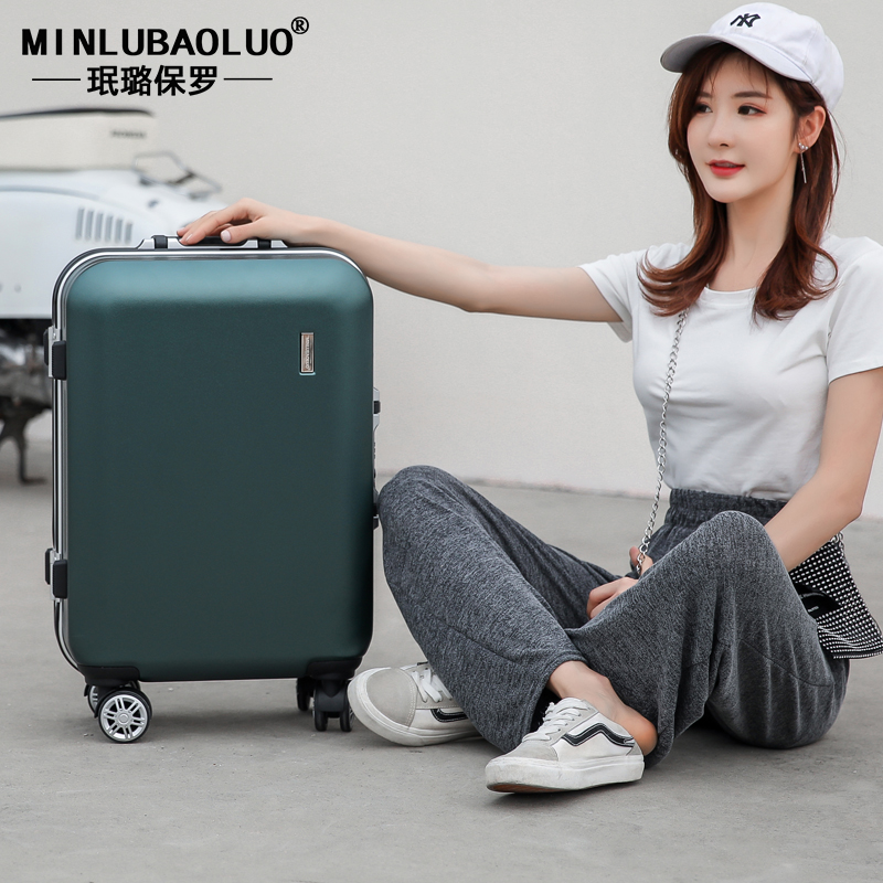Lalever case woman small light suitcase suitcase small 20 inch 22 aluminium frame boarding innet red password leather case