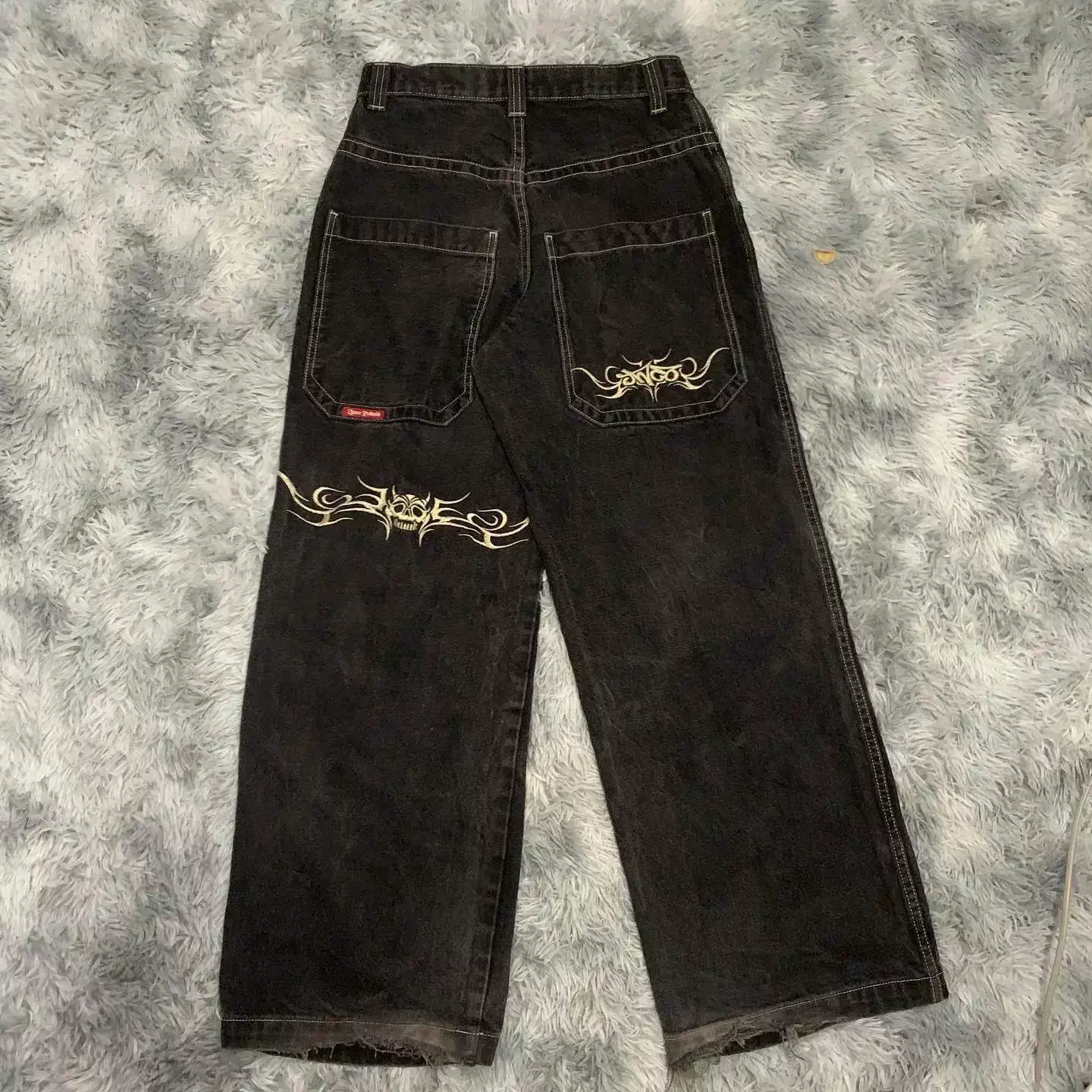 Широкие джинсы (JNCO) Y2K хип‑хоп с мультяшным принтом, винтажный уличный стиль