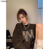 Trend 100 Lap Collar Thick Cotton T Female Spring and Autumn Han version of small crowd Loose Long Sleeve Thin hot girl printed blouse student