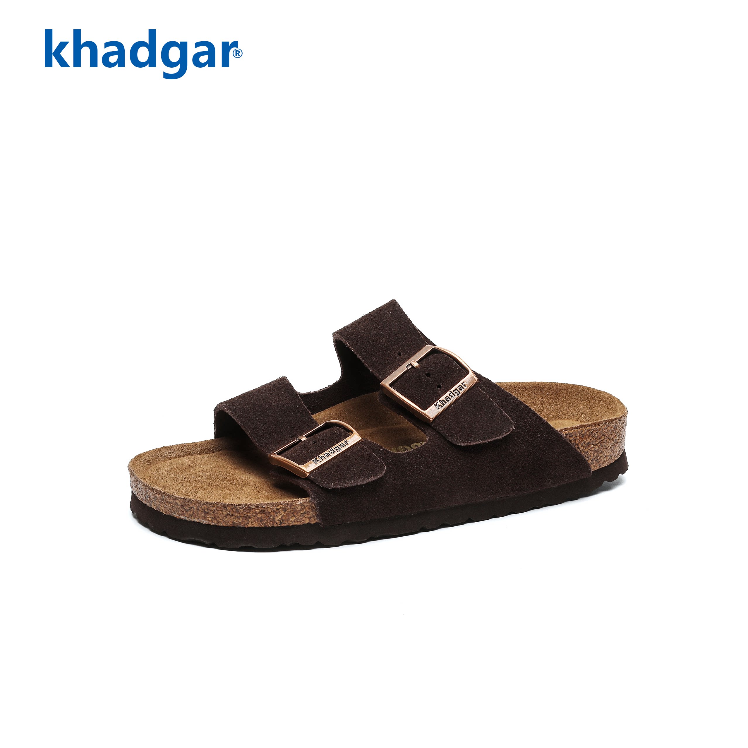 Khadgar/卡德加软木牛皮勃肯凉鞋休闲夏季新款女凉拖外穿一字情侣