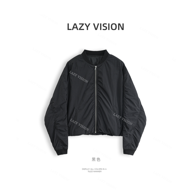 Lazyvision Camel down Cotton Jacket for Women, Autumn and Winter Short Warm Baseball Collar Jacket 39226
