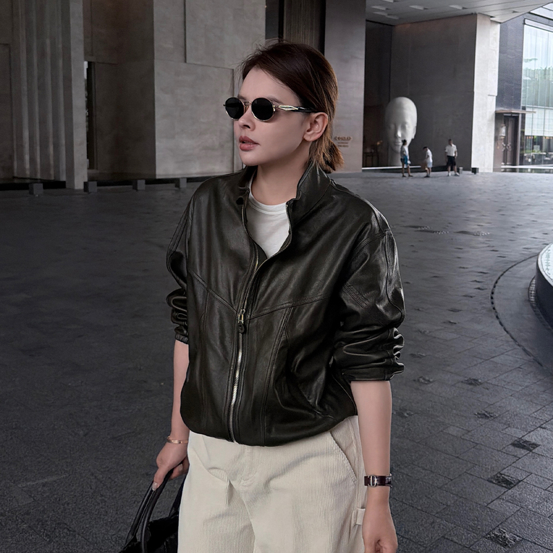 Lazyvision Italian Imported Water-Dyed Oil-Waxed Leather Vegetable-Tanned Sheepskin Jacket Autum Leather Jacket 39831 Lazyvision Italian Imported Water-Dyed Oil-Waxed Leather Vegetable-Tanned Sheepskin Jacket Autum Leather Jacket 39831