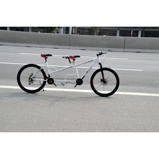 Tandem/three-person bicycle, two-person riding to pedal tricycle, n two-person riding backward donkey riding, disc brake