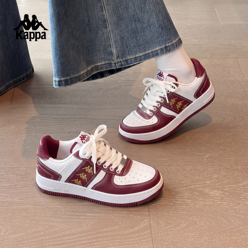 Kappa Women's Red Sneakers 2026 Autumn New Thick-Soled Height-Increasing Casual Shoes Wedding Shoes Versatile German Training Shoes