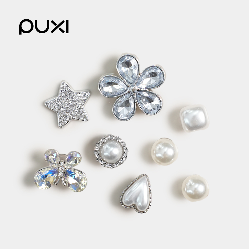 Puxi 2026 New Model Lucky Five Flower Shoe Charms Clog Shoe Accessories Cute Rhinestone Shoe Flower DIY Decoration Buckle Accessories