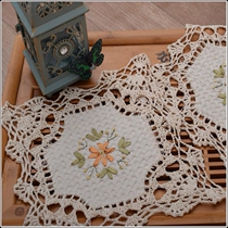 Foreign Trade Handcrafted Crochet Wire Stitch Silk With Embroidered Disc Cushion American Retro Countryside Field Garden Home Cloth Art Decoration Table Mat