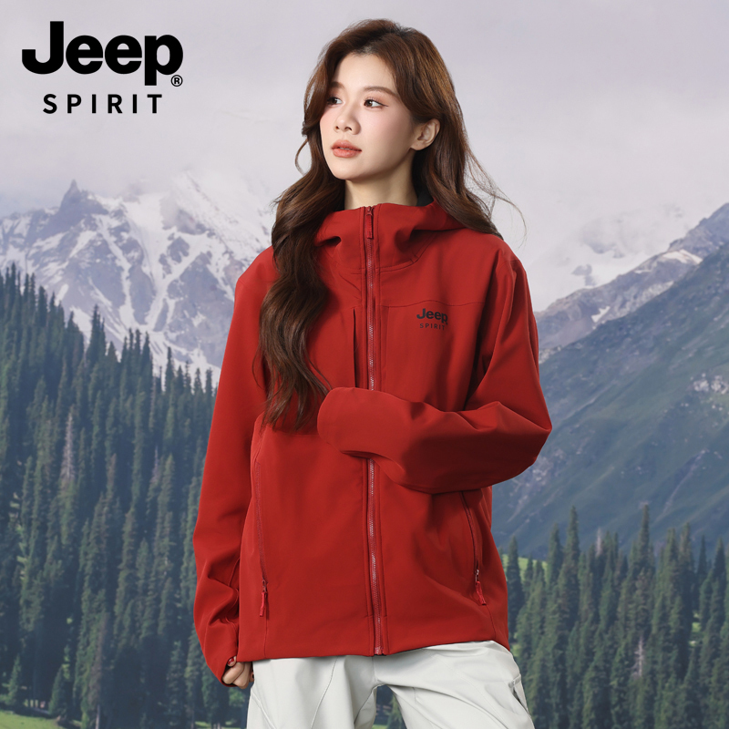 Jeep Spirit Jacket for Women 2026 Spring New Soft Shell Jacket Outdoor Windproof and Waterproof Mountaineering Clothing for Men