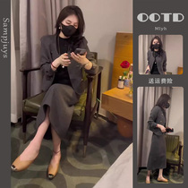 Popular this year beautiful high-end small fragrance gray jacket and skirt two-piece suit for women in early spring 2024 new hot style