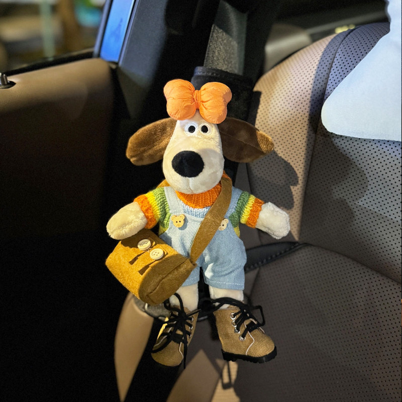 Cute Cartoon Dog Car Seat Belt Shoulder Protectors, a Pair of Couple Protective Covers, Car Dolls, Interior Decoration Ornaments