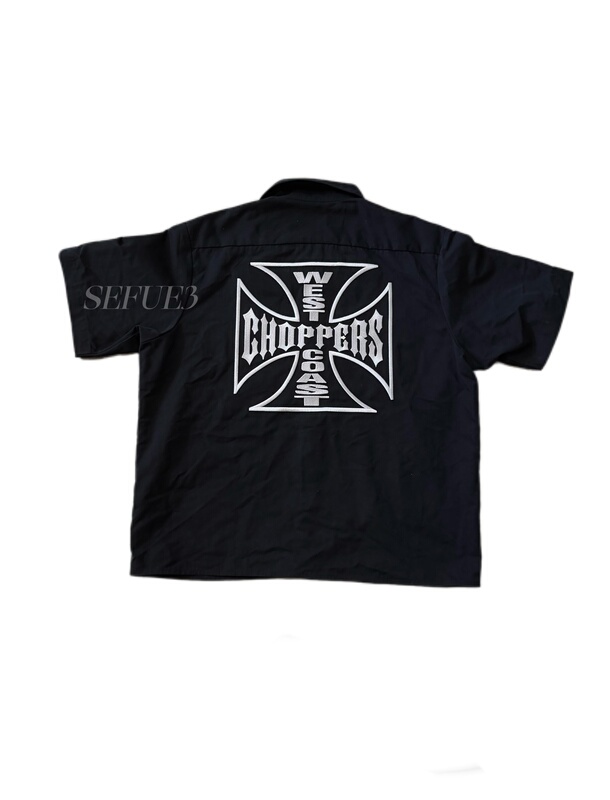 【Sefue3】Original Independent Vintage West Coast Choppers Embroidered Short-Sleeved Shirt 【Sefue3】Original Independent Vintage West Coast Choppers Embroidered Short-Sleeved Shirt