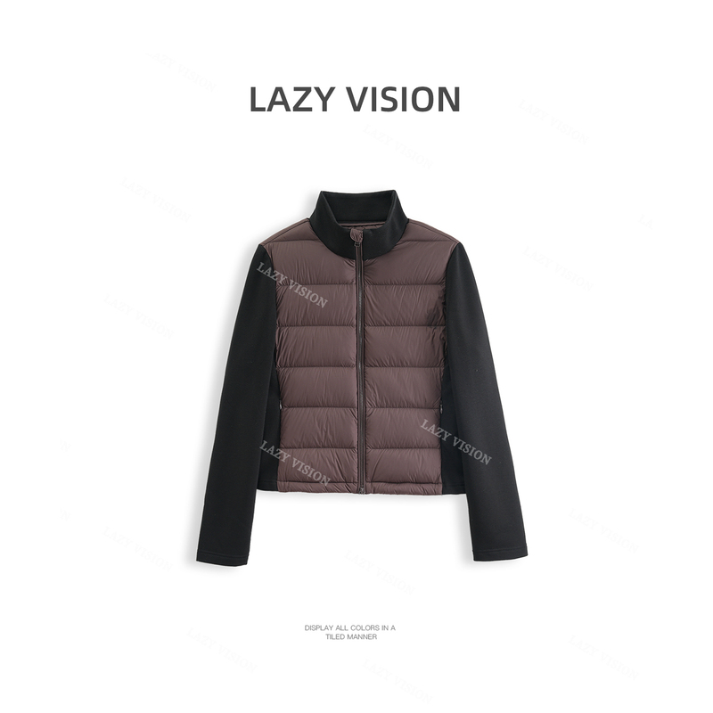 Sasha | Hordobagi 95 White Goose down Patchwork Jacket for Women, Winter Warm Stand-Up Collar Zipper down Jacket 39957 Sasha | Hordobagi 95 White Goose down Patchwork Jacket for Women, Winter Warm Stand-Up Collar Zipper down Jacket 39957