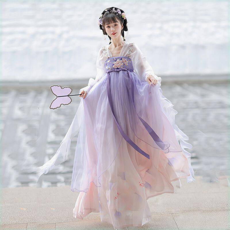唐制汉服女气胸襦裙2024新款春夏季套仙子日常中国风超仙气裙古装-Taobao