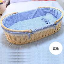 Cradle cradle car sleeping basket newborn solid wood rattan soothing crib basket bed hand-in-hand with the babys cradle