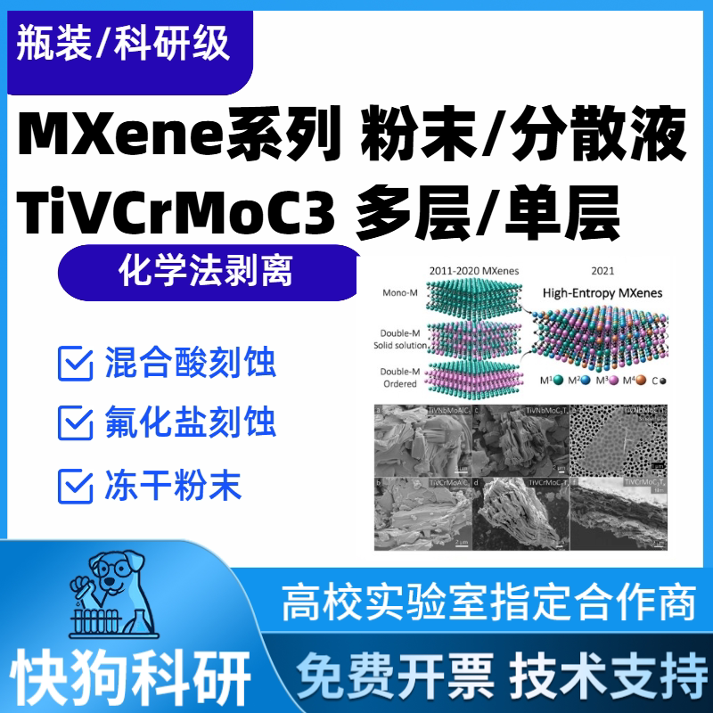 单层高熵MXene TiVCrMoC3 高电导率粉末电磁屏蔽电催化超级电容器
