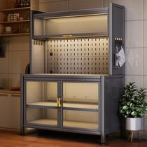 Kitchen sideboard perforated plate storage rack floor-standing multi-layer door dustproof dish storage large capacity storage cabinet