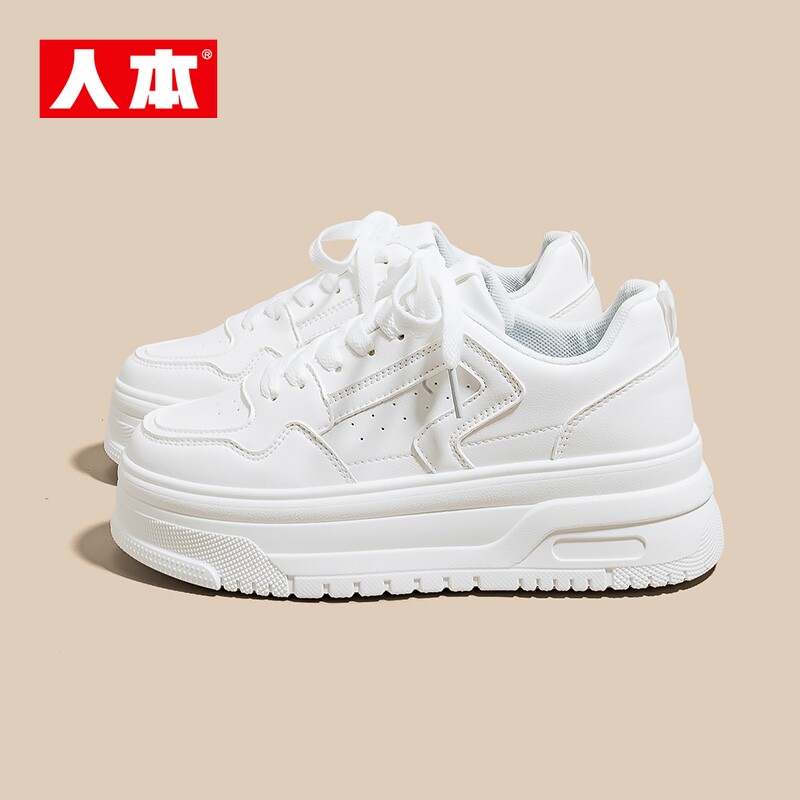 Renben公式ストア ホワイトスニーカー 2026年春新作 万能厚底ニッチデザイン レトロ学生インスタ映えシューズ